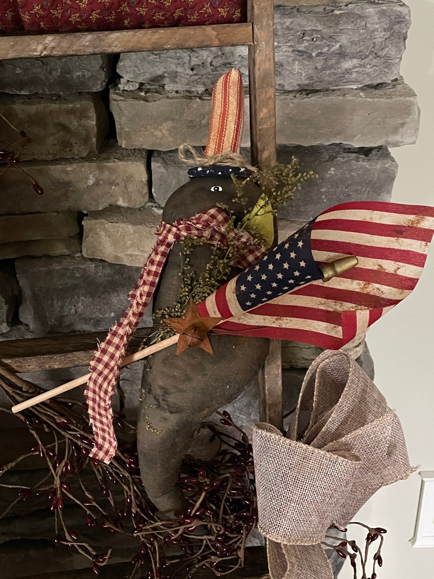 Uncle Sam Patriotic Primitive Crow - Primitive Decor - Handmade