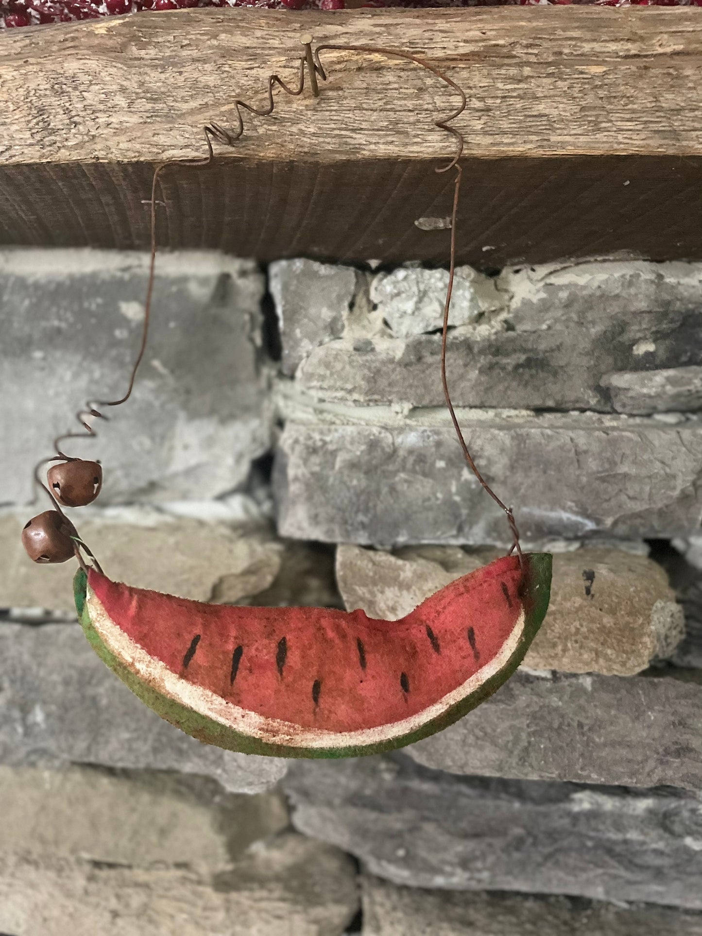 Primitive Watermelon Summer Hanging Ornie - Primitive Ornament -Primitive decor