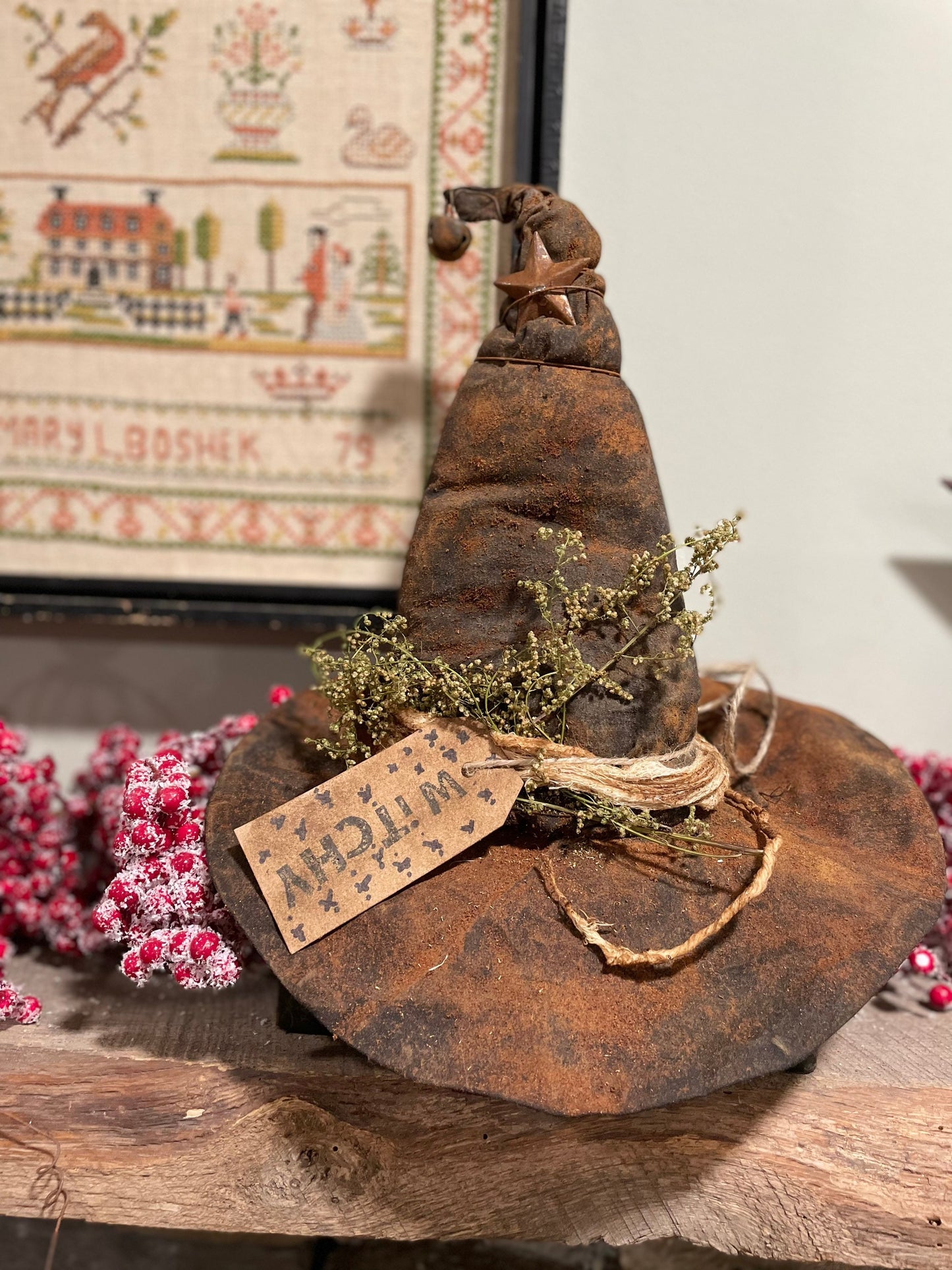 Primitive Old Witch’s Hat - Primitive Halloween Decor - Witchy - Primitive Witch - Autumn Decor