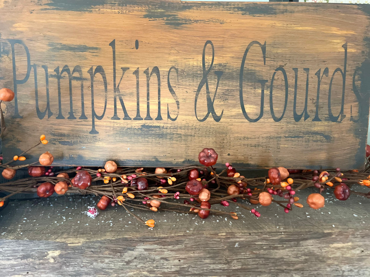 Primitive Pumpkins and Gourds Fall Wooden Sign distressed - Halloween Sign