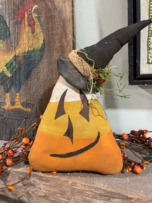 Primitive Candy Corn Jackolantern Witch Ornie - Halloween Decor - Halloween Primitive Fall Decor