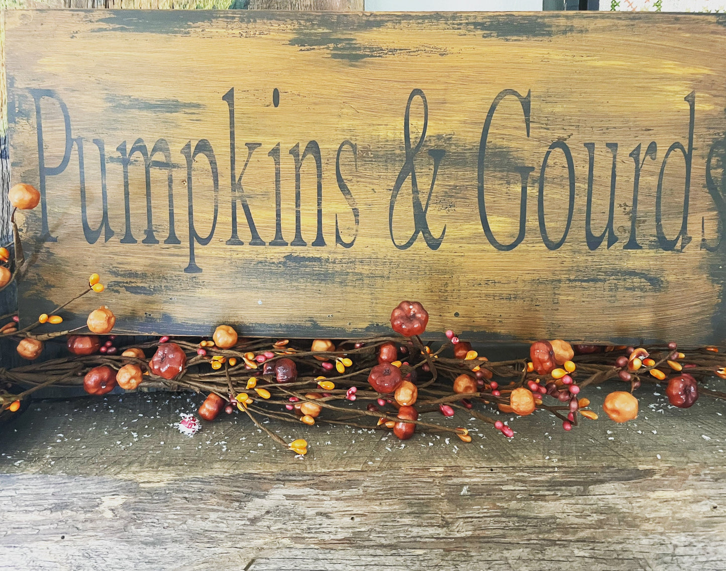 Primitive Pumpkins and Gourds Fall Wooden Sign distressed - Halloween Sign