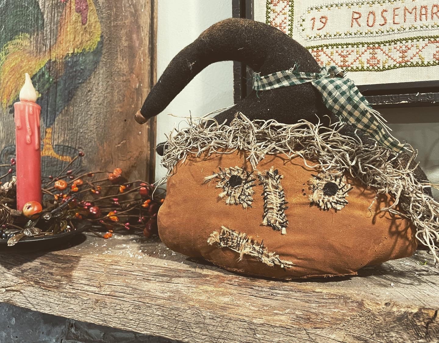 Primitive Pumpkin Scarecrow - Halloween Primitives - Halloween Pumpkin - Halloween Fall Decor