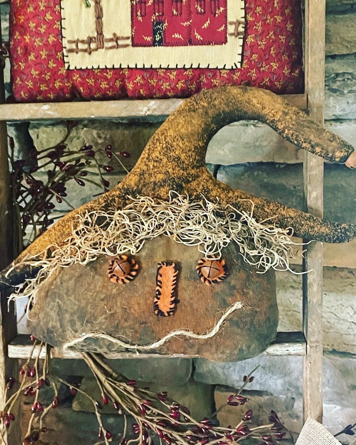 Primitive Pumpkin Scarecrow - Halloween Primitives - Halloween Pumpkin - Halloween Fall Decor