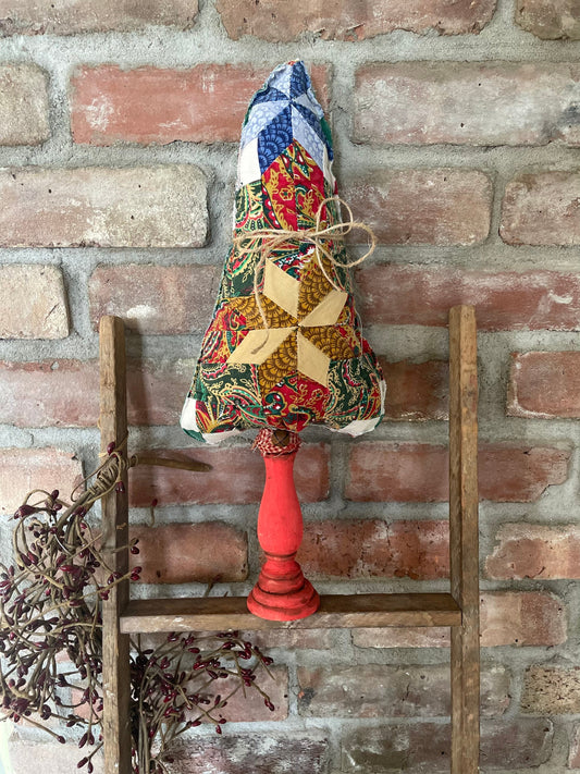 Primitive Vintage Quilted Christmas Tree Decoration, Christmas Centerpiece, Primitive quilts, Vintage Quilted Tree, Rustic Christmas Decor