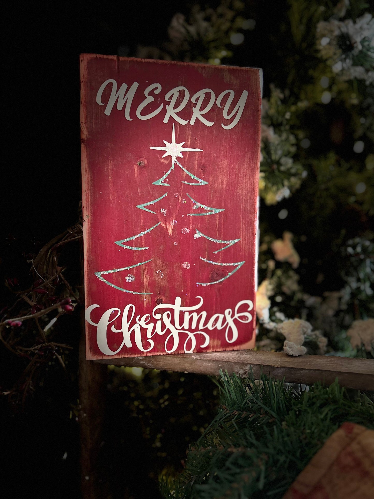 Primitive Wooden Merry Christmas Tree Sign, Primitive Christmas sign, Tiered Tray Decor, Christmas Wooden handmade Sign, Christmas Tree