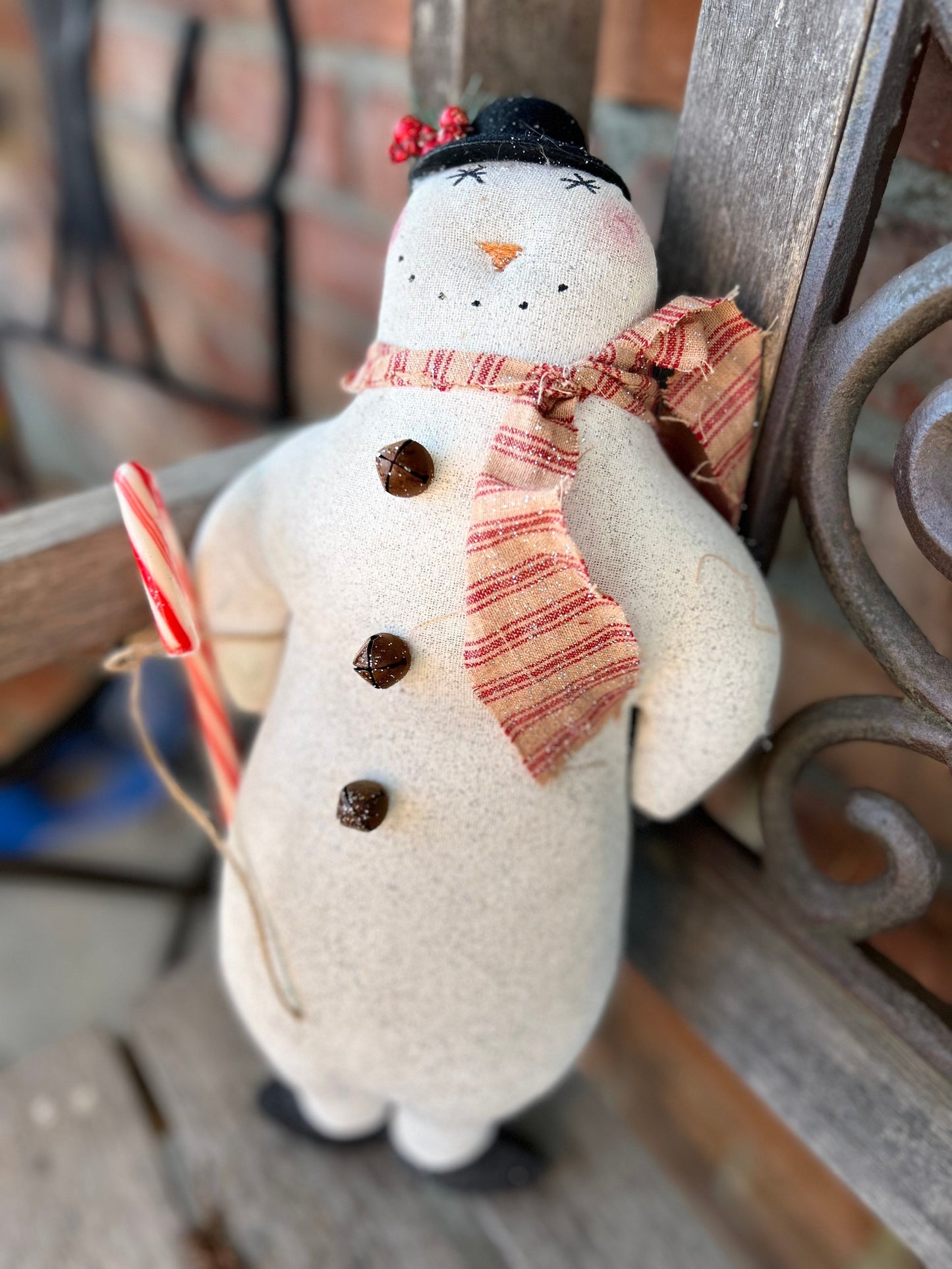 Large Primitive Snowman Ornie Doll, Handmade Snowman, Primitive Christmas Snowman Decor, Snowman, Holiday Decor