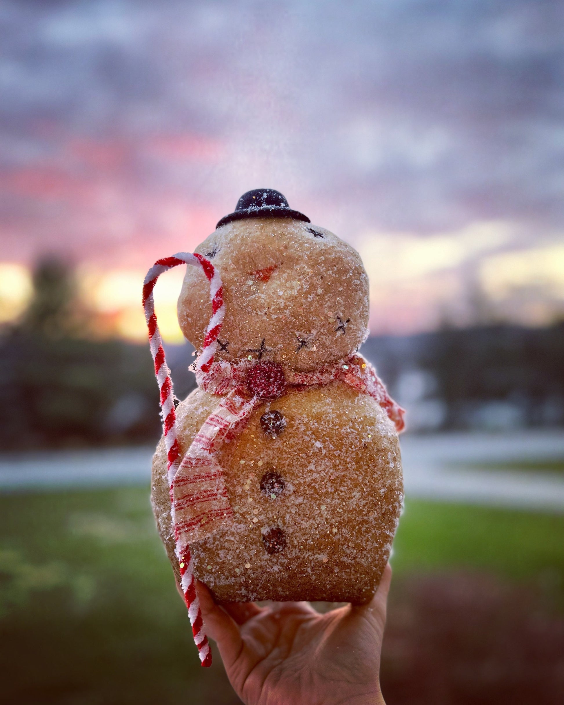 Primitive Handmade Snowman Ornie, Primitive Christmas Ornament