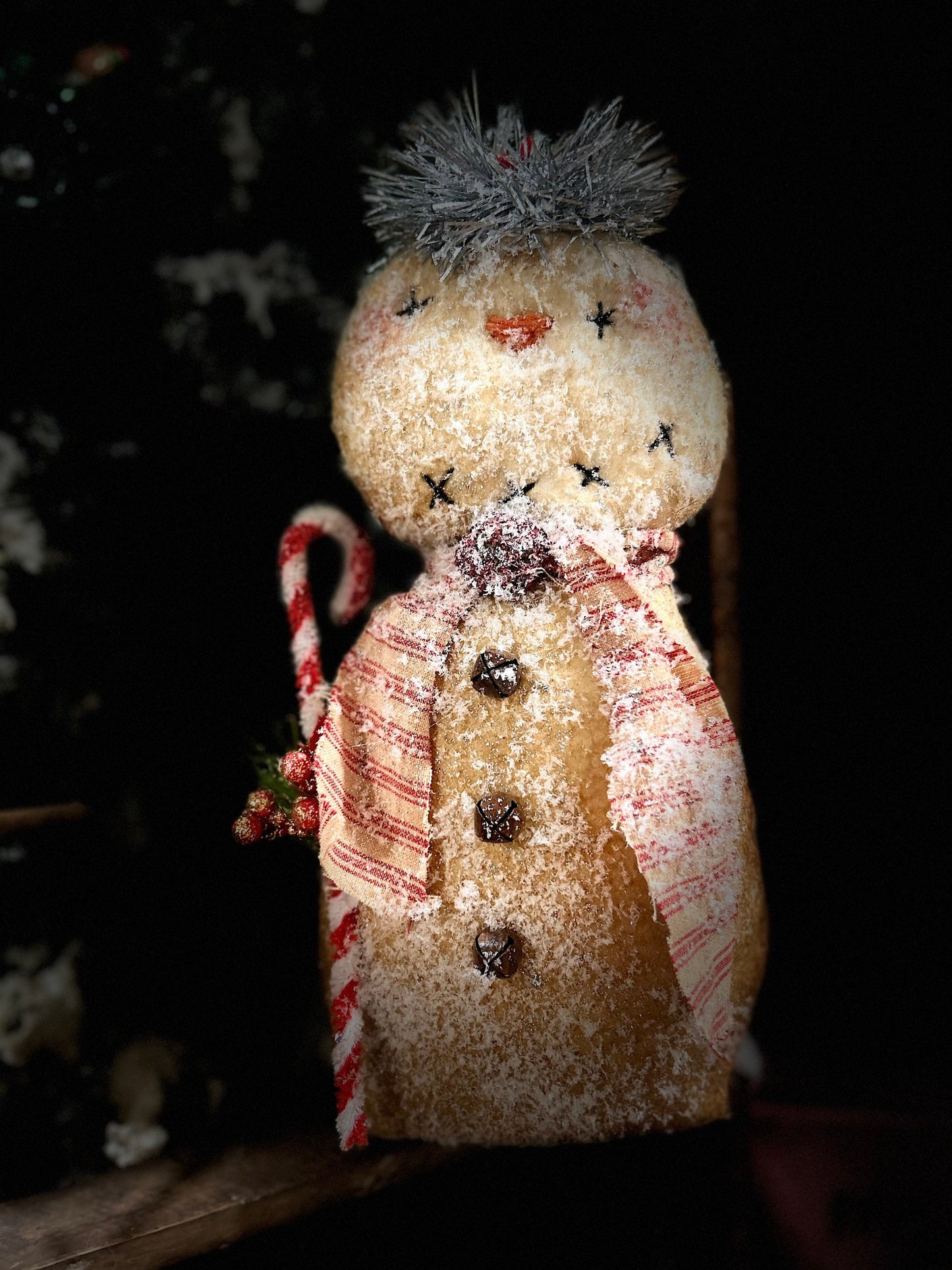 Primitive Winter Snowman Ornie Doll, Snowmen Decor, Winter Christmas Decor, Handmade Primitive Snowman