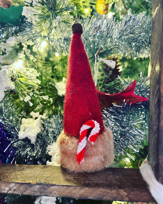 Primitive Santa Hat Ornie, Handmade Christmas Santa Ornament, Holiday ornaments, Santa hats, handmade Christmas