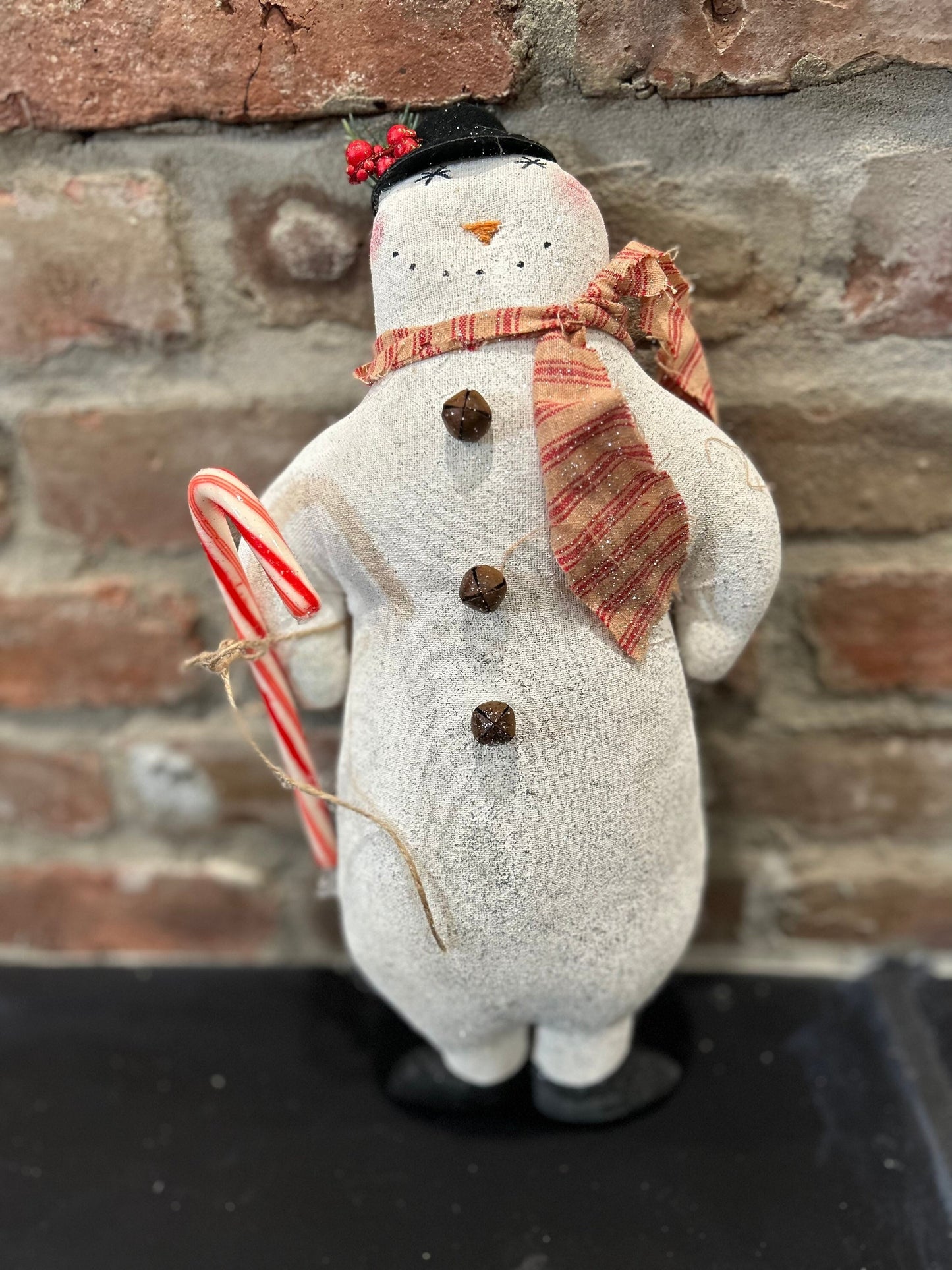 Large Primitive Snowman Ornie Doll, Handmade Snowman, Primitive Christmas Snowman Decor, Snowman, Holiday Decor