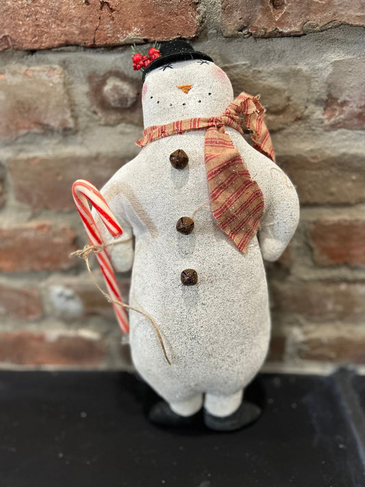 Large Primitive Snowman Ornie Doll, Handmade Snowman, Primitive Christmas Snowman Decor, Snowman, Holiday Decor