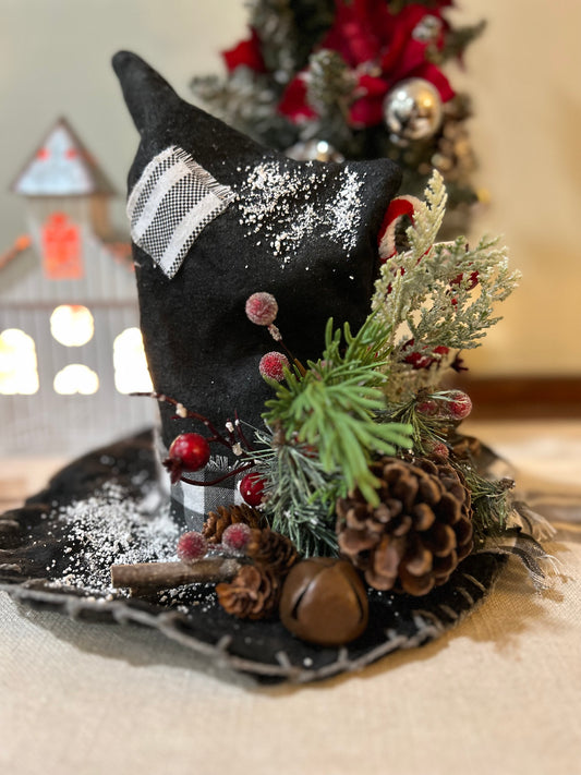 Primitive Snowman Top Hat, Winter Snowman centerpiece, Primitive Winter Decor, Christmas Decor