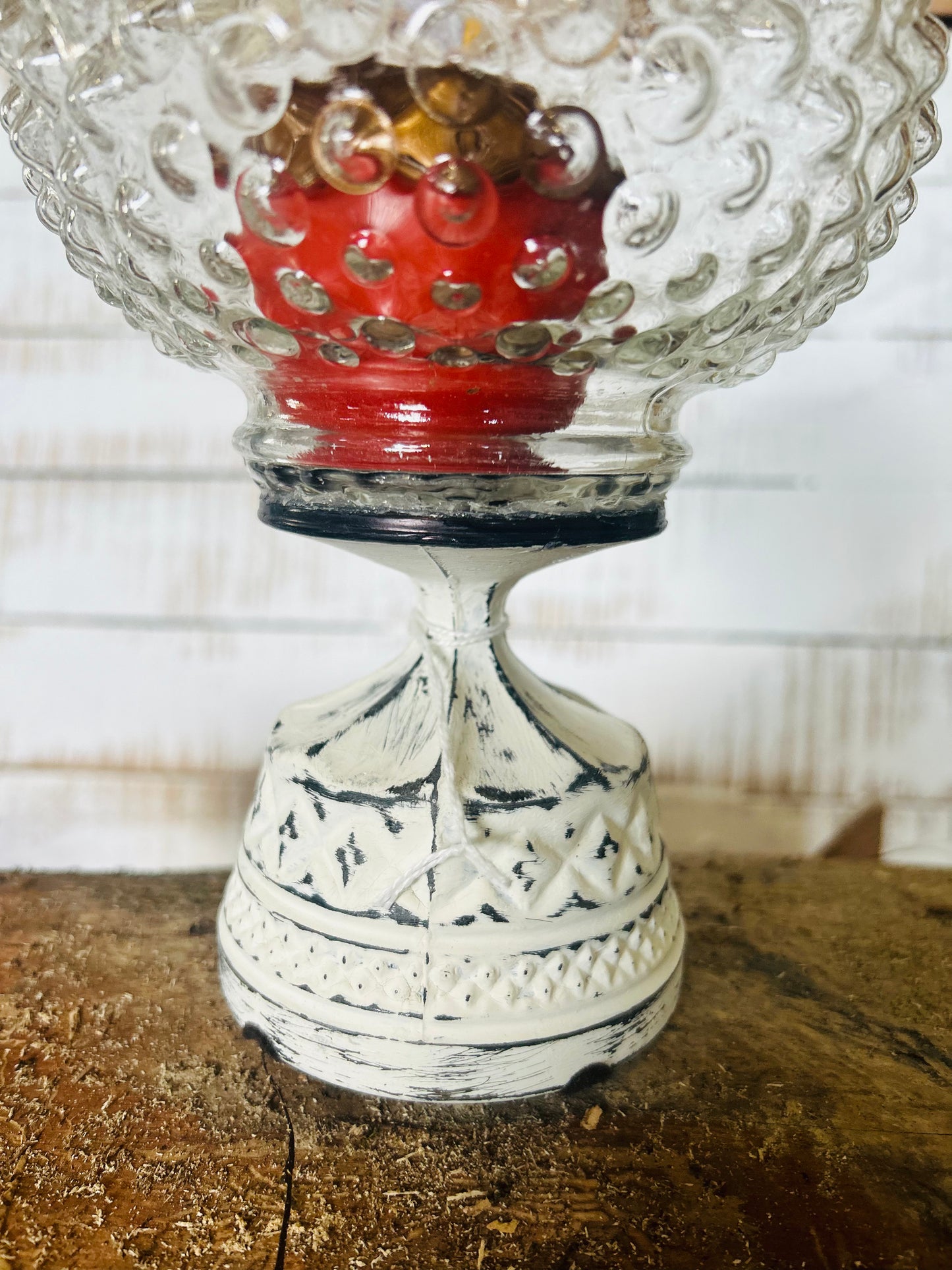 Vintage Farmhouse Upcycled Candle Holder Hurricane Lamp