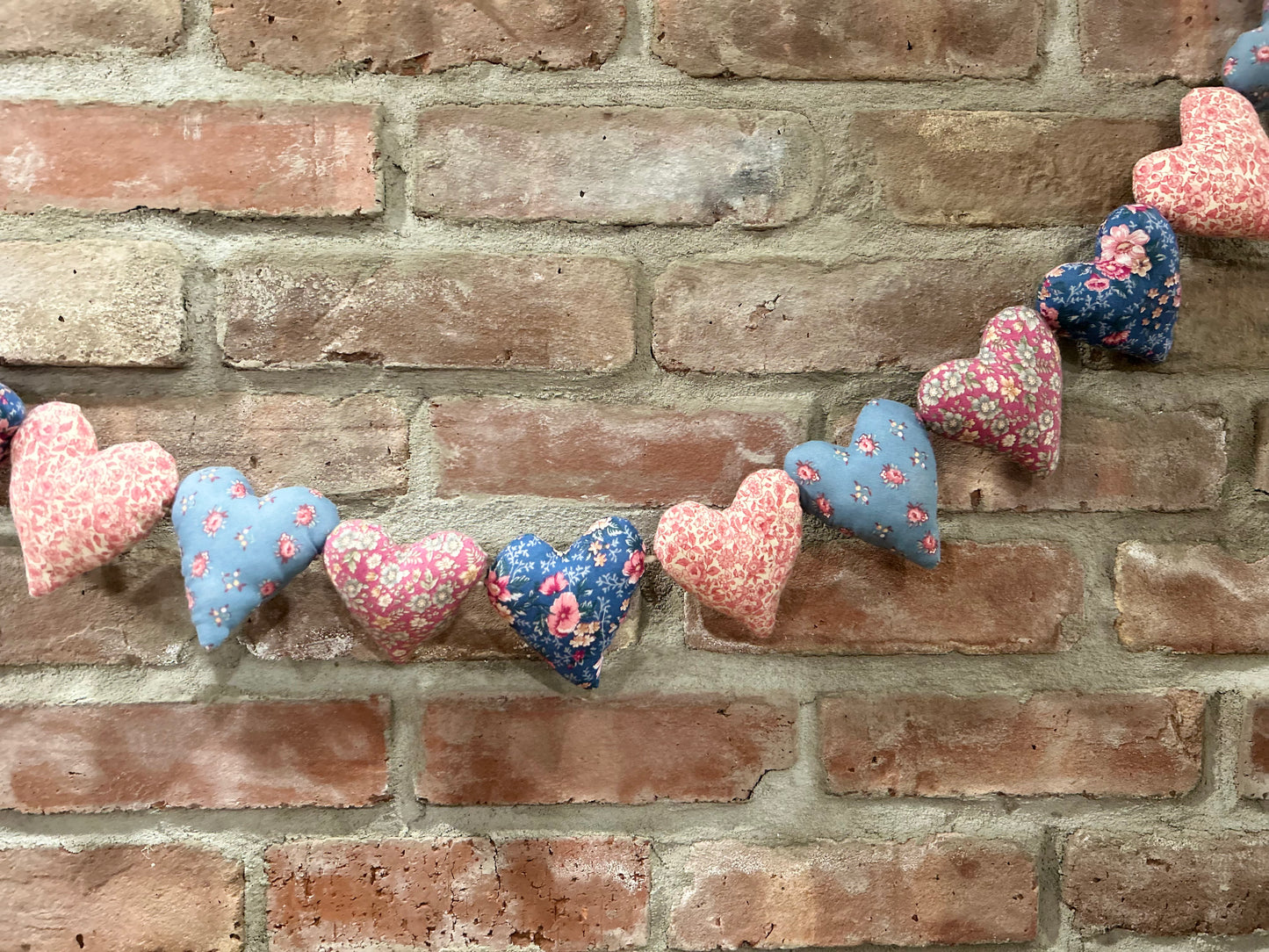 Farmhouse Valentine Stuffed Heart Garland, Valentine's Day Decor
