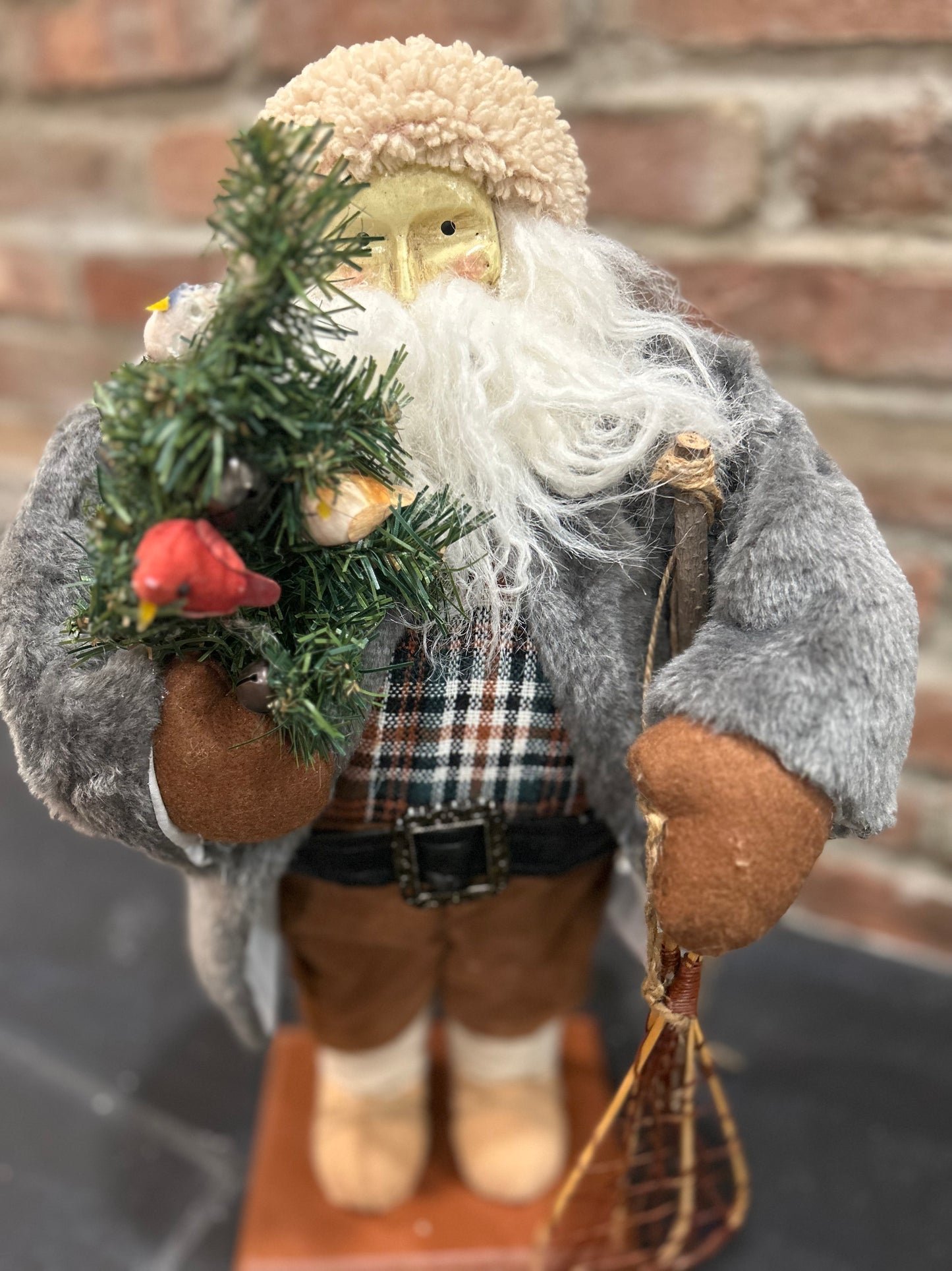 Primitive Country Rustic Santa Claus Old Style Santa, Large 20” Santa Claus doll with stand