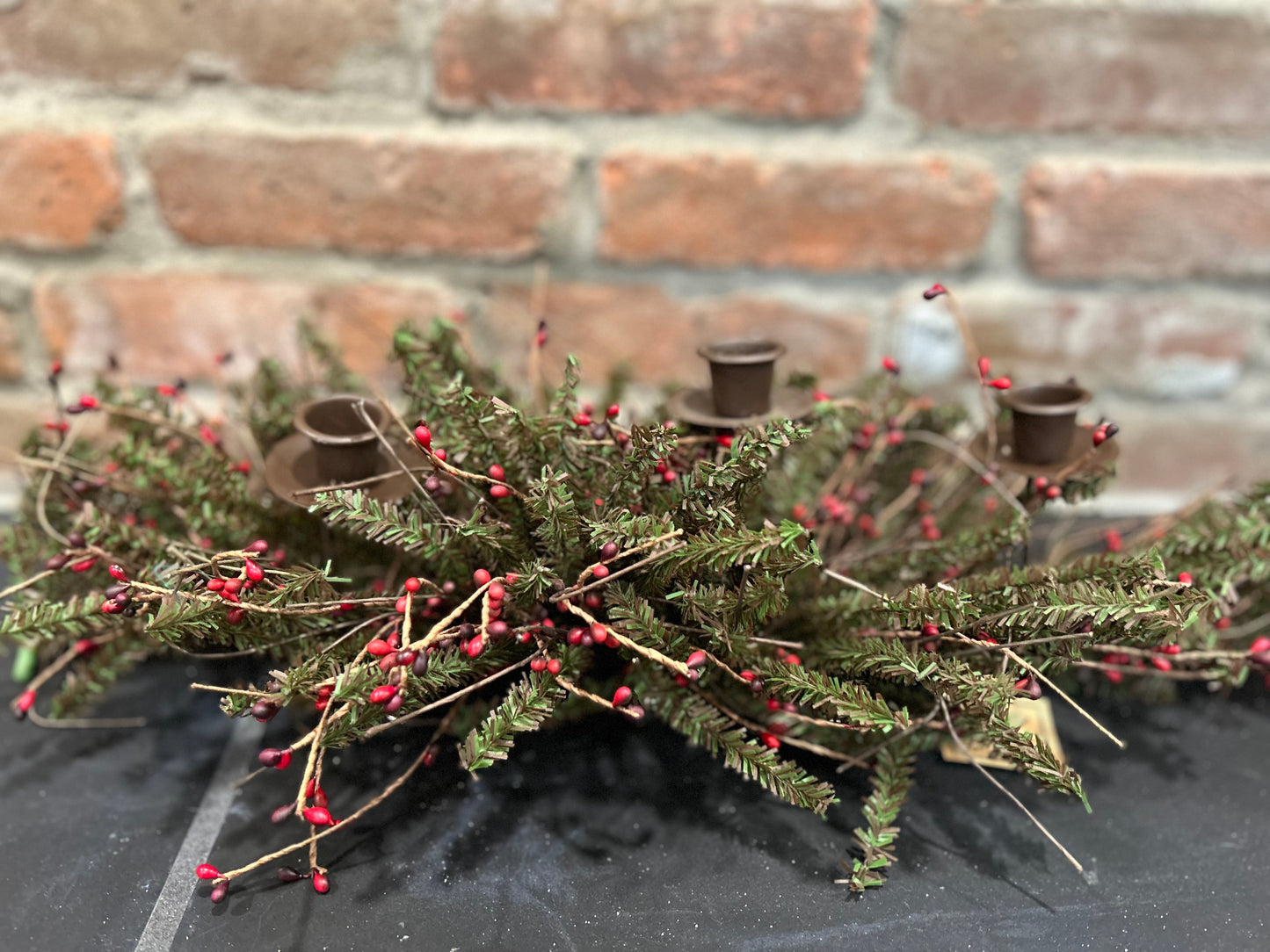 Primitive Rustic Woodland Candleabra centerpiece, Woodland Farmhouse table scape candle holder