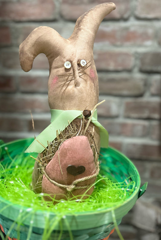 Primitive Easter Bunny Doll, Primitive Handmade Easter Decor, Handmade Easter Bunny, Easter Egg Decor