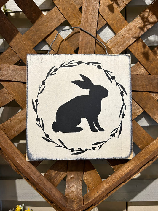 Primitive Farmhouse Easter Bunny Hanging Sign, Farmhouse Easter Decor, Farmhouse Wall Decor, P